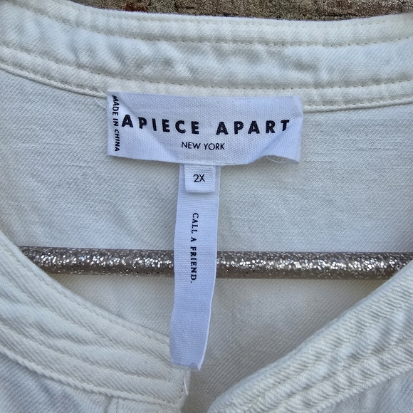 APIECE APART Maurino Dress Linen Blend Cream Tiered Shirtdress Button Up Size 2X - Picture 3 of 13